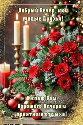 Открытка «Пожелание»: Добрый вечер, милые друзья! Красивая открытка. Тэги: друг, подруга, красивая, позитив, радость…