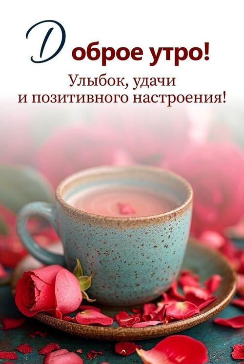 Открытка «С добрым утром»: Доброе утро! Улыбка, удача и позитивное настроение. Тэги: пожелание, улыбка, утро, красивая…