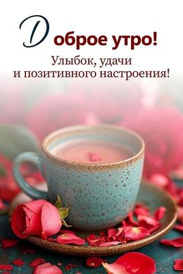 Открытка «С добрым утром»: Доброе утро! Улыбка, удача и позитивное настроение. Тэги: пожелание, улыбка, утро, красивая…