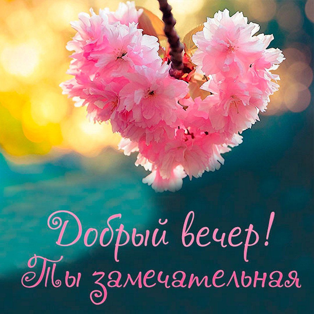 Открытка «Пожелание»: Добрый вечер! Нежная открытка для любимой. Тэги: женщина, девушка, красивая, позитив, сердце…