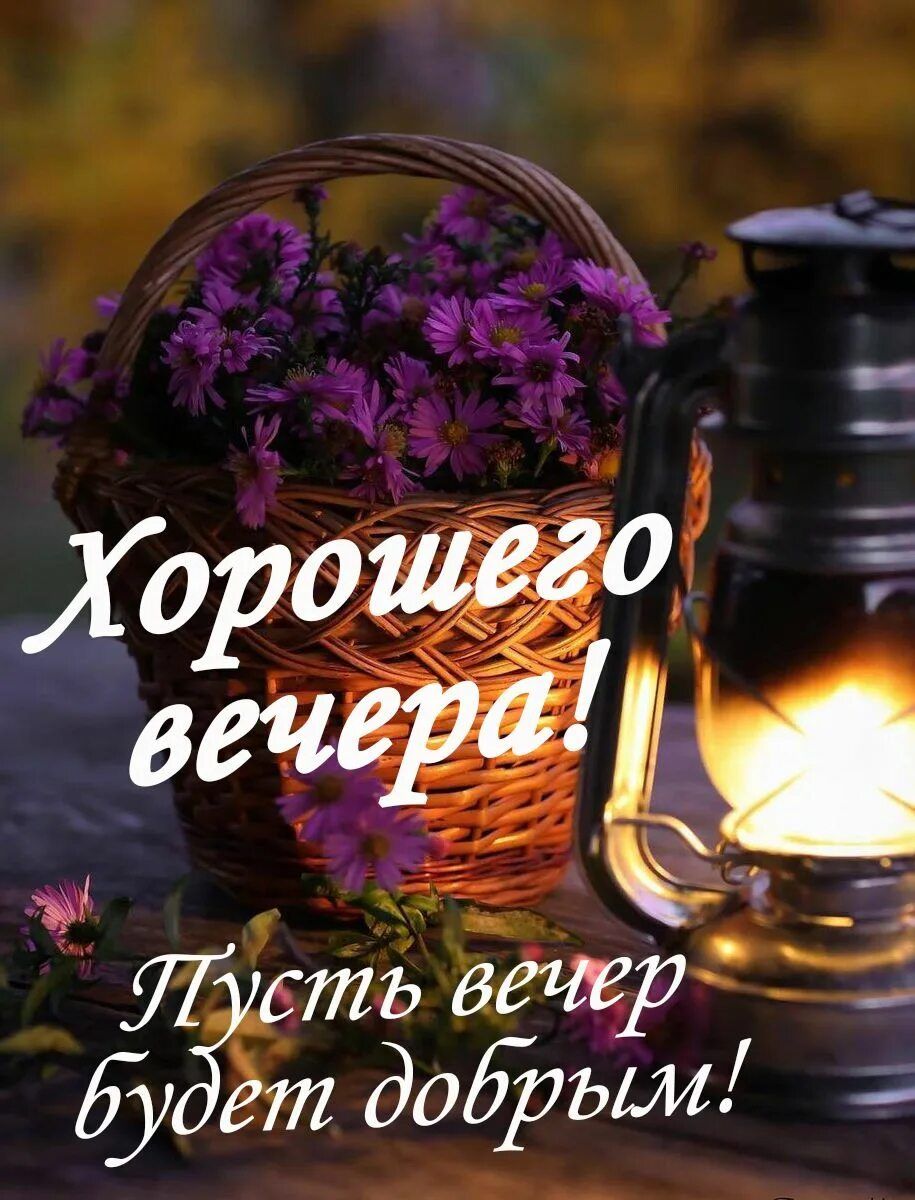 Открытка «Пожелание»: Открытка «Хорошего вечера!» Уютное пожелание. Тэги: красивая, позитив, радость, цветок, осень…