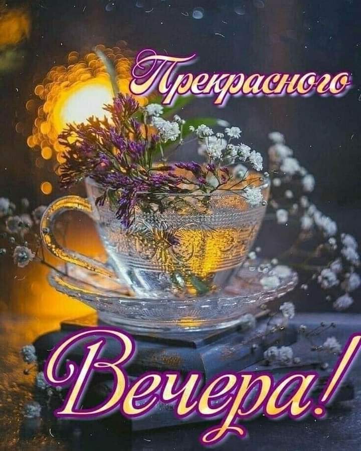 Открытка «Пожелание»: Открытка Прекрасного Вечера! Нежное пожелание. Тэги: улыбка, красивая, позитив, радость, цветок…