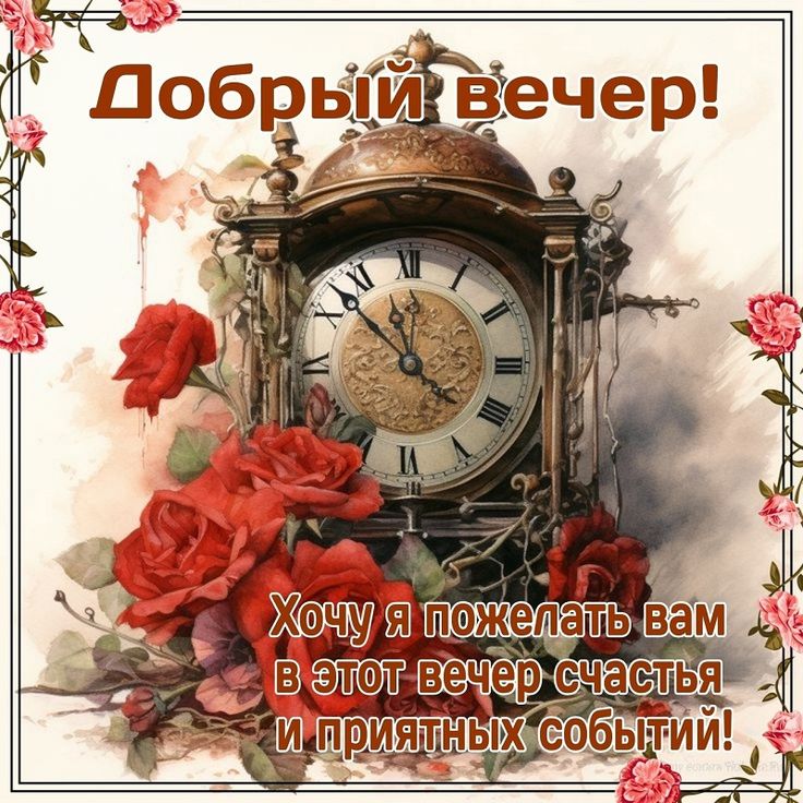 Открытка «Пожелание»: Добрый вечер! Пожелание счастья и приятных событий. Тэги: улыбка, красивая, позитив, радость…