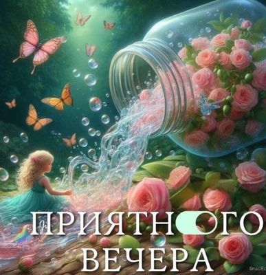 Открытка «Пожелание»: Приятного вечера: Нежная открытка с розами и волшебством. Тэги: позитив, радость, цветок…