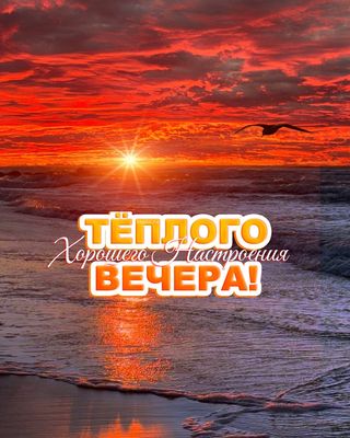 Открытка «Пожелание»: Тёплого вечера и хорошего настроения! Красивый закат. Тэги: красивая, позитив, радость, настрое…
