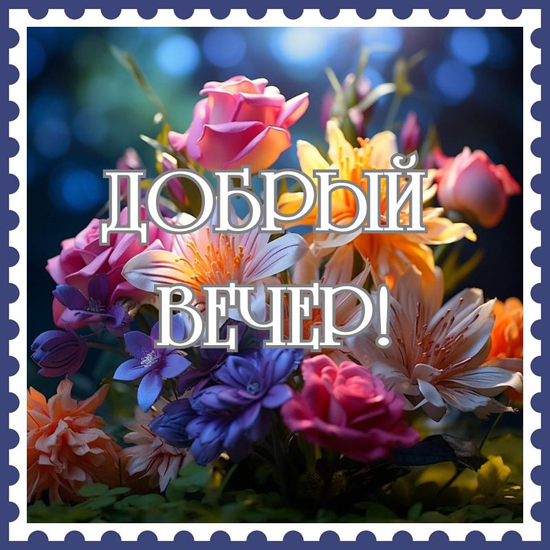 Открытка «Пожелание»: «Добрый вечер!» — Красивый букет цветов для настроения. Тэги: красивая, позитив, радость, цветок…