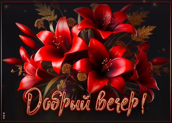 Открытка «Анимационный»: Добрый вечер! Красивый букет и доброе пожелание. Тэги: Добрый вечер и пожелания, Добрый вече…