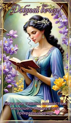 Открытка «Пожелание»: Добрый вечер! Красивая открытка с миром и покоем. Тэги: женщина, девушка, красивая, позитив…