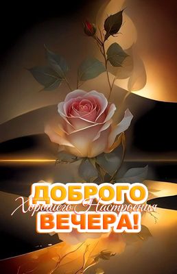 Открытка «Пожелание»: Нежная роза: добрый вечер, хорошее настроение. Тэги: красивая, позитив, радость, цветок, настро…