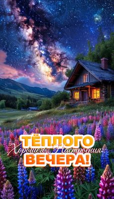 Открытка «Пожелание»: Тёплого вечера! Красивое настроение. Тэги: красивая, позитив, настроение, лето, природа, дом…