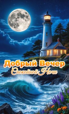 Открытка «Пожелание»: Добрый Вечер и Спокойной Ночи — Красивая открытка. Тэги: красивая, настроение, нежная, природа…