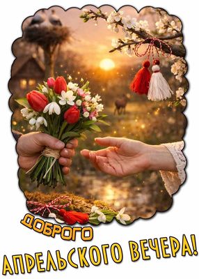 Открытка «Красивая»: Добрый апрельский вечер! Нежная открытка с цветами. Тэги: позитив, цветок, настроение, нежная…