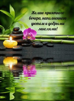 Открытка «Пожелание»: Красивая открытка: Желаю приятного вечера. Тэги: красивая, позитив, цветок, настроение, нежная…
