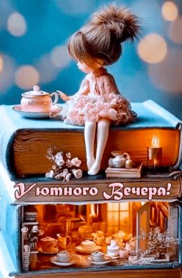 Открытка «Пожелание»: Уютного Вечера! Милая открытка с тёплым пожеланием. Тэги: позитив, радость, настроение, счастье…