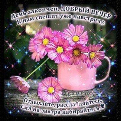 Открытка «Пожелание»: Открытка «Добрый вечер»: Отдыхайте и набирайтесь сил. Тэги: красивая, позитив, радость, цветок…