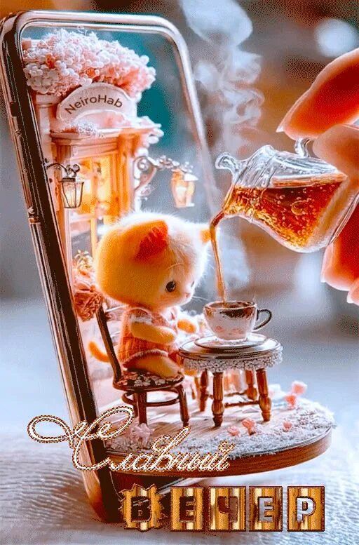 Открытка «Кот»: «Славный вечер» – уютное пожелание с милым котиком. Тэги: животное, пожелание, красивая, позитив…