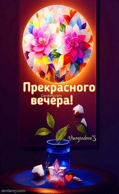 Открытка «Пожелание»: «Прекрасного вечера!» – яркая открытка с цветком. Тэги: красивая, позитив, сердце, цветок, уют…