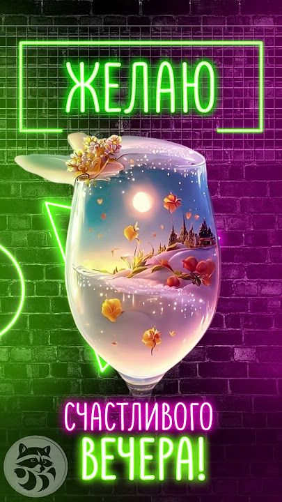 Открытка «Пожелание»: Сказочный вечер: Открытка с пожеланием счастья!. Тэги: улыбка, позитив, радость, цветок, уют…