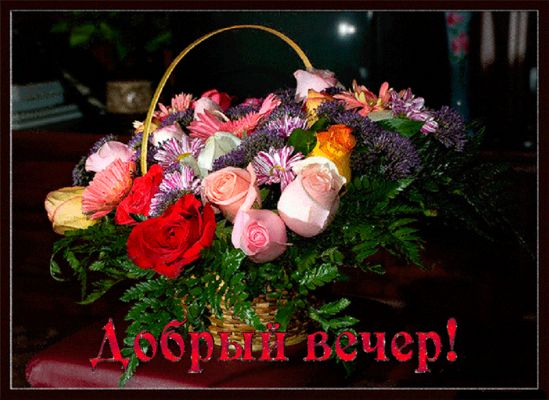 Открытка «Пожелание»: Добрый вечер! Открытка с нежным букетом цветов. Тэги: улыбка, красивая, позитив, радость, цветок…