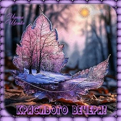 Открытка «Пожелание»: Красивого вечера! Волшебный зимний лист. Тэги: красивая, настроение, нежная, зима, природа, лист…