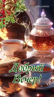 Открытка «Пожелание»: Добрый вечер! Открытка с чаем и уютным настроением. Тэги: красивая, позитив, радость, чай, осень…