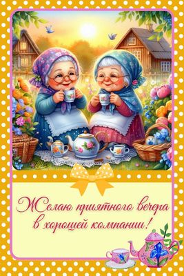 Открытка «Пожелание»: Приятный вечер: душевное пожелание подругам. Тэги: улыбка, подруга, женщина, красивая, радость…