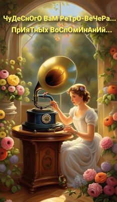 Открытка «Пожелание»: Чудесного ретро вечера и приятных воспоминаний. Тэги: женщина, красивая, цветок, окно, настроен…