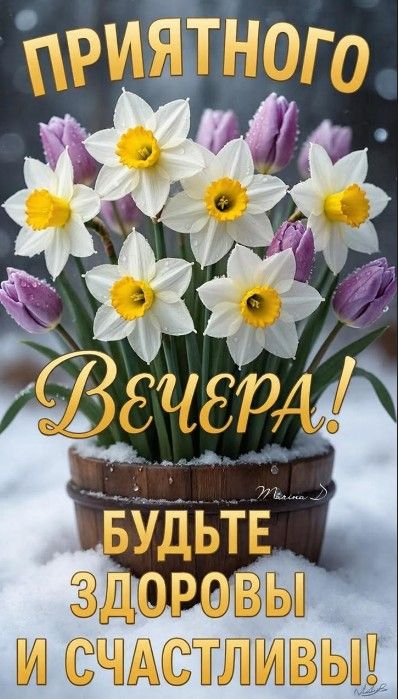 Открытка «Добрый вечер и пожелания»: Красивая открытка: Приятного вечера, будьте здоровы!. Тэги: Добрый зимний вечер…