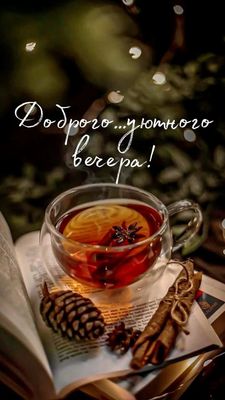 Открытка «Пожелание»: Уютный вечер: красивая открытка с пожеланием. Тэги: красивая, чай, осень, тепло, чашка, напиток…