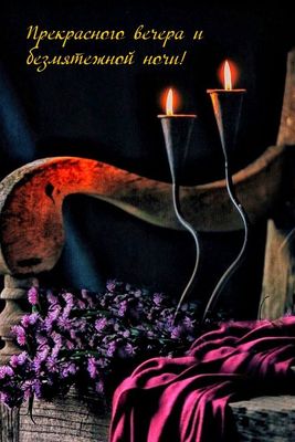 Открытка «Пожелание»: Открытка: прекрасного вечера и безмятежной ночи. Тэги: красивая, цветок, настроение, нежная…