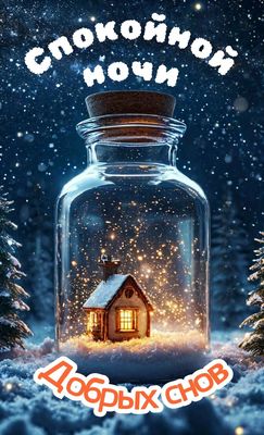 Открытка «Пожелание»: Спокойной ночи и добрых снов. Тэги: красивая, настроение, сказка, нежная, зима, милая, снег…