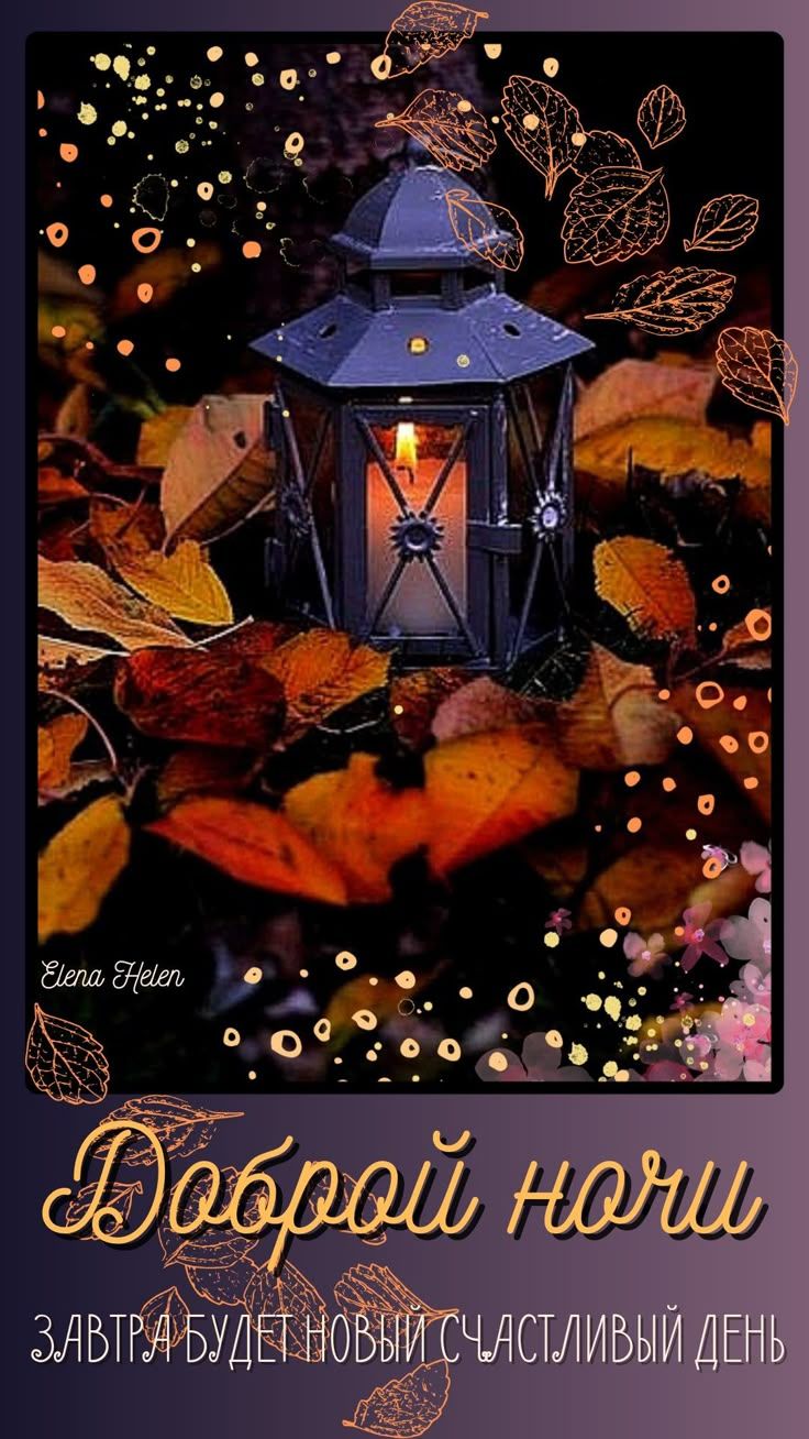 Открытка «Пожелание»: Доброй ночи и приятных снов. Тэги: красивая, осень, тепло, фонарь, настроение, оригинальная…