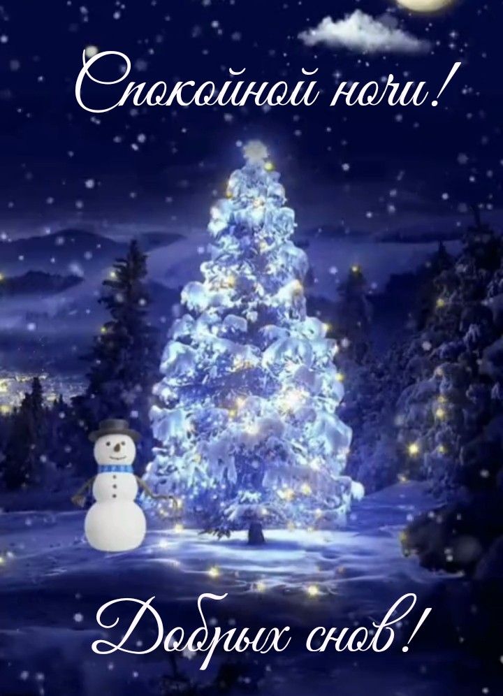 Открытка «Пожелание»: Спокойной ночи и добрых снов! Зимняя ночь. Тэги: красивая, настроение, зима, милая, снег, лес…