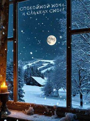 Открытка «Домик»: Короткая, уютная открытка спокойной ночи и сладких снов. Тэги: ночь, луна, доброй ночи, уютный…