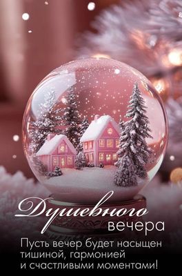 Открытка «Пожелание»: Душевного вечера Открытка Снежный шар Уют. Тэги: красивая, радость, настроение, нежная, зима…