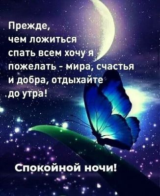 Открытка «Пожелание»: Спокойной ночи! Пожелание мира, счастья и добра. Тэги: красивая, позитив, настроение, счастье…