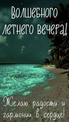 Открытка «Пожелание»: Волшебного летнего вечера! Открытка с пожеланием. Тэги: улыбка, красивая, позитив, радость…