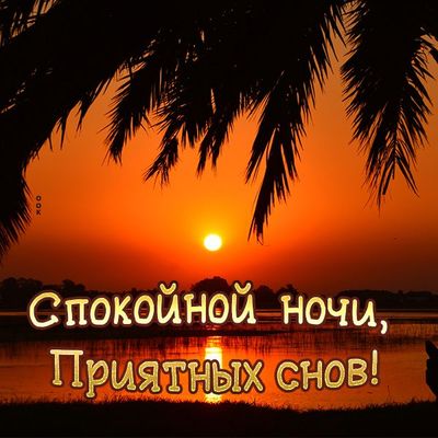 Открытка «Пожелание»: Открытка Спокойной ночи, Приятных снов! Закат. Тэги: красивая, настроение, природа, солнце…