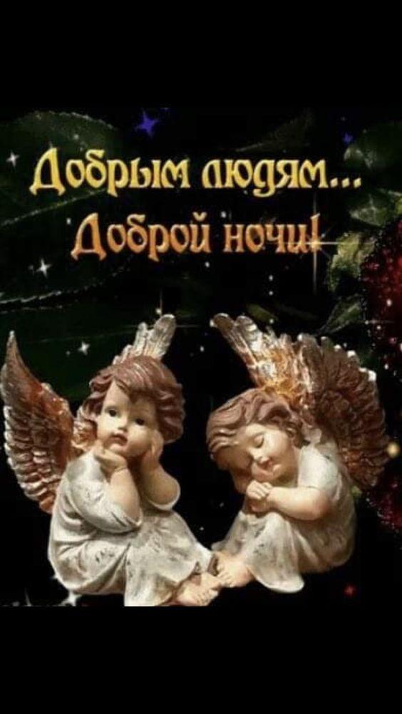 Открытка «Красивая»: Доброй ночи добрым людям!. Тэги: позитив, нежная, милая, благополучие, анимация, ангел, ночь…