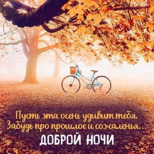 Открытка «Пожелание»: Осенний вечер: Доброй ночи с душевным пожеланием. Тэги: красивая, позитив, осень, настроение…