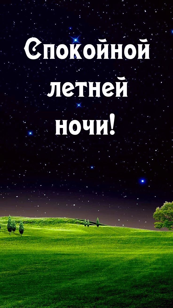 Открытка «Пожелание»: Спокойной летней ночи – красивая открытка. Тэги: красивая, настроение, лето, трава, природа…