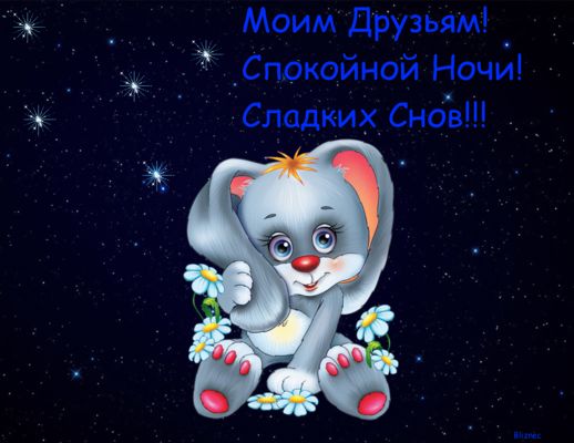 Открытка «Животное»: Спокойной Ночи, Моим Друзьям! Сладких Снов!. Тэги: друг, красивая, позитив, милота, милая, небо…