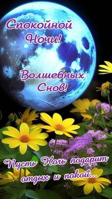 Открытка «Пожелание»: Спокойной ночи и сладких снов. Тэги: красивая, позитив, цветок, нежная, природа, отдых, покой…