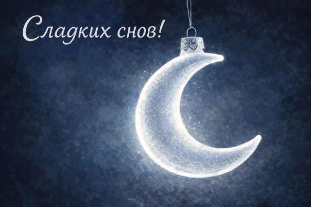 Открытка «Красивая»: Сладких снов: красивая открытка с луной. Тэги: настроение, нежная, ночь, луна, месяц, белый цвет…