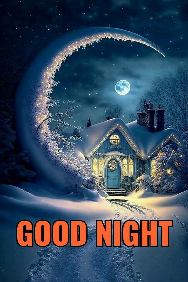 Открытка «Пожелание»: Спокойная красивая ночь и сладких снов. Тэги: красивая, настроение, нежная, зима, праздник, снег…