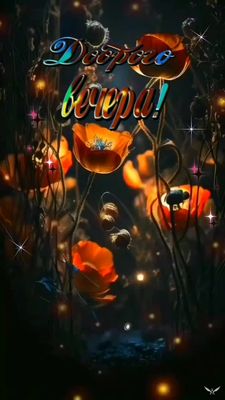 Открытка «Красивая»: Добрый вечер, красивая мерцающая открытка с маками. Тэги: цветок, настроение, нежная, природа…