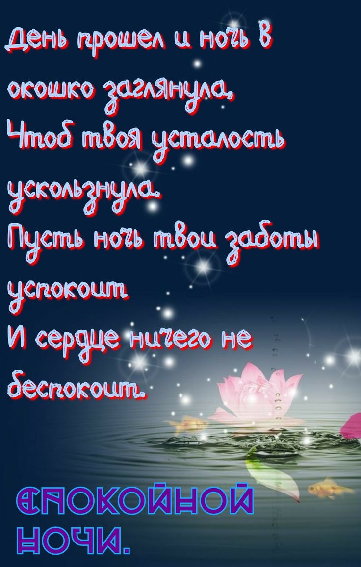 Открытка «Пожелание»: Красивая открытка «Спокойной ночи» с пожеланиями. Тэги: красивая, позитив, цветок, нежная, рыба…