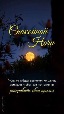 Открытка «Пожелание»: Спокойной ночи – открытка с луной и пожеланием. Тэги: красивая, нежная, дерево, мечта, природа…