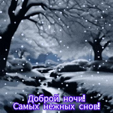 Открытка «Нежная»: Доброй ночи! Самых нежных снов! Зимний пейзаж.. Тэги: зима, милая, снег, лес, пейзаж, анимация…
